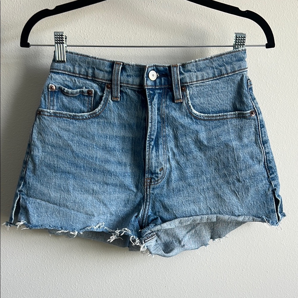 Abercrombie & Fitch Blue Jean Shorts High-Waisted Distressed